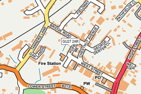 GU27 2AR map - OS OpenMap – Local (Ordnance Survey)