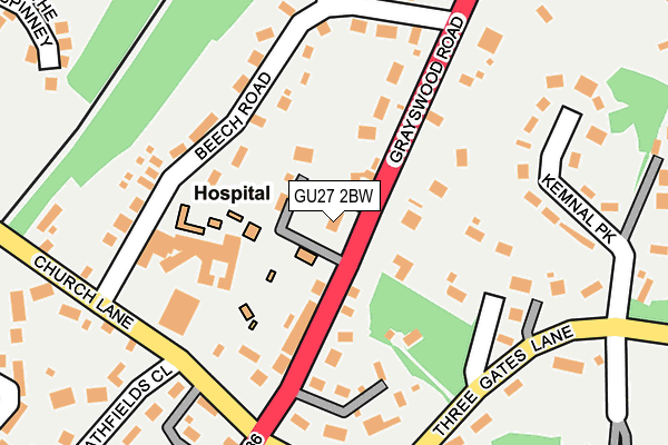 GU27 2BW map - OS OpenMap – Local (Ordnance Survey)