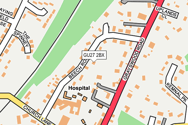 GU27 2BX map - OS OpenMap – Local (Ordnance Survey)
