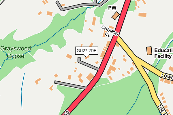 GU27 2DE map - OS OpenMap – Local (Ordnance Survey)