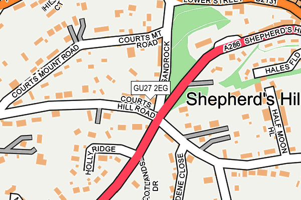 GU27 2EG map - OS OpenMap – Local (Ordnance Survey)