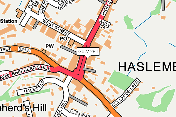 GU27 2HJ map - OS OpenMap – Local (Ordnance Survey)