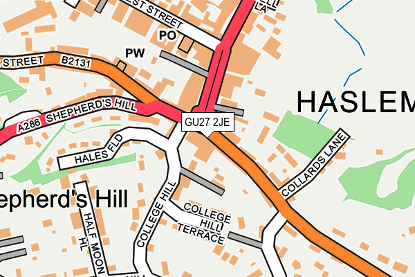 GU27 2JE map - OS OpenMap – Local (Ordnance Survey)