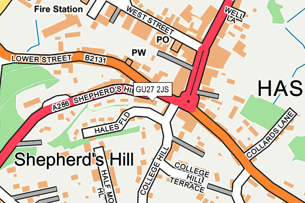 GU27 2JS map - OS OpenMap – Local (Ordnance Survey)