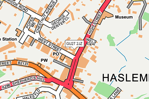 GU27 2JZ map - OS OpenMap – Local (Ordnance Survey)