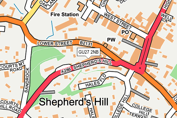 GU27 2NB map - OS OpenMap – Local (Ordnance Survey)