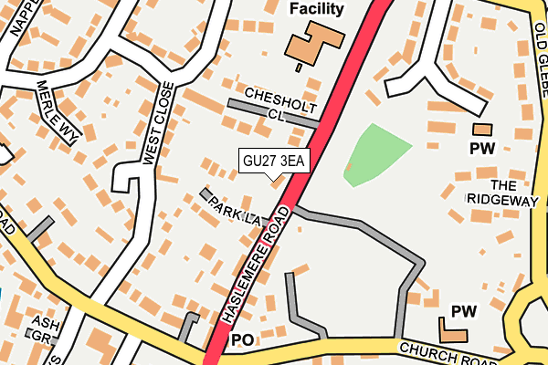 GU27 3EA map - OS OpenMap – Local (Ordnance Survey)