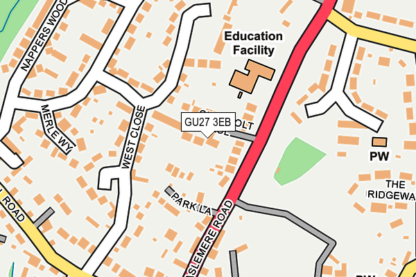 GU27 3EB map - OS OpenMap – Local (Ordnance Survey)