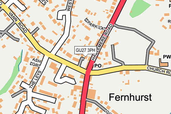 Map of CHERRYLANDS CLOSE FERNHURST (MANAGEMENT COMPANY) LIMITED at local scale
