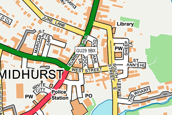 GU29 9BX map - OS OpenMap – Local (Ordnance Survey)