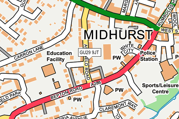 GU29 9JT map - OS OpenMap – Local (Ordnance Survey)