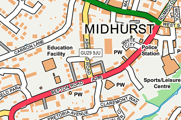 GU29 9JU map - OS OpenMap – Local (Ordnance Survey)