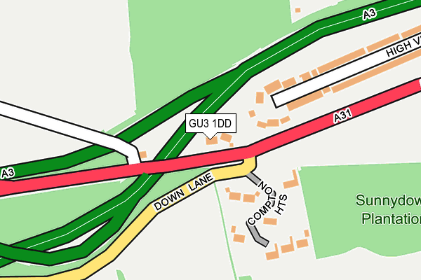 GU3 1DD map - OS OpenMap – Local (Ordnance Survey)