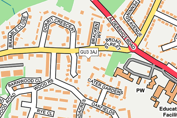 GU3 3AJ map - OS OpenMap – Local (Ordnance Survey)