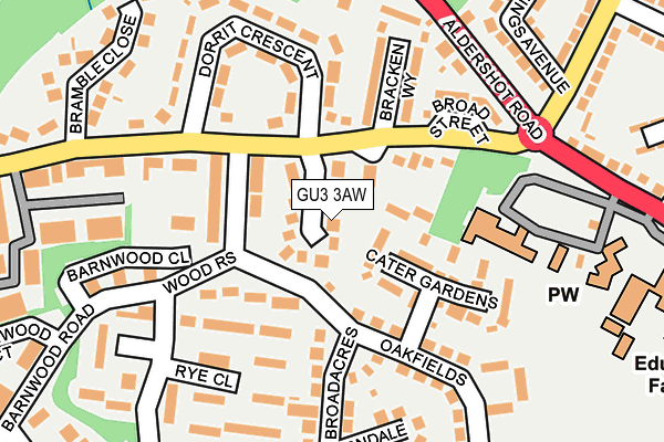 GU3 3AW map - OS OpenMap – Local (Ordnance Survey)