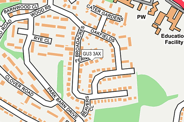 GU3 3AX map - OS OpenMap – Local (Ordnance Survey)