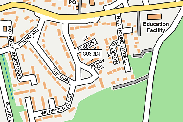 GU3 3DJ map - OS OpenMap – Local (Ordnance Survey)