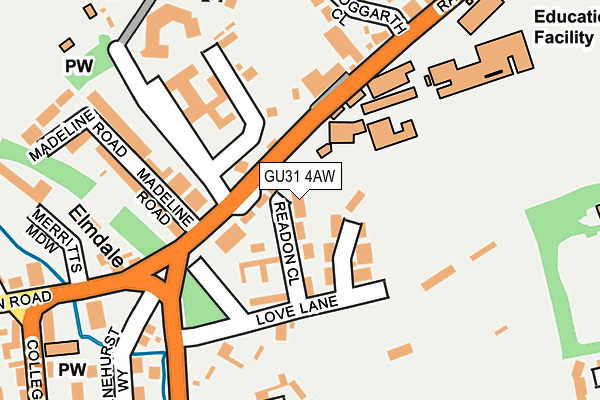 GU31 4AW map - OS OpenMap – Local (Ordnance Survey)