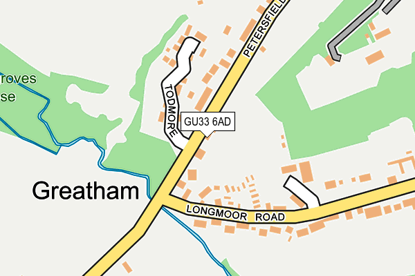 GU33 6AD map - OS OpenMap – Local (Ordnance Survey)