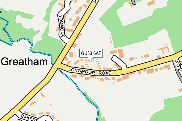 GU33 6AF map - OS OpenMap – Local (Ordnance Survey)