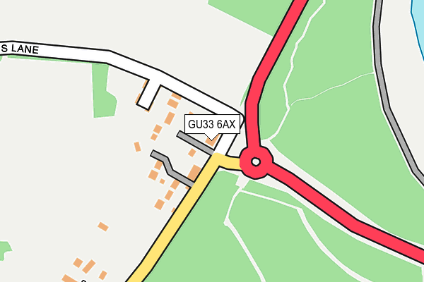 GU33 6AX map - OS OpenMap – Local (Ordnance Survey)