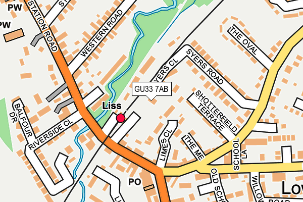 GU33 7AB map - OS OpenMap – Local (Ordnance Survey)