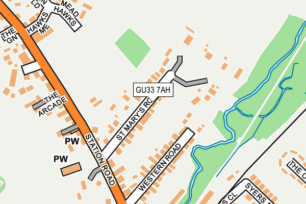 GU33 7AH map - OS OpenMap – Local (Ordnance Survey)