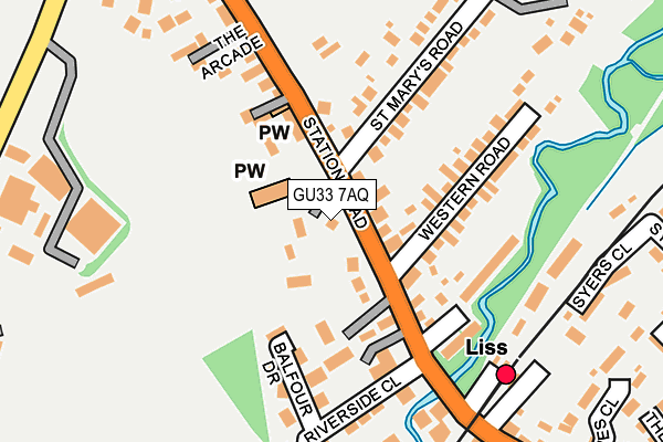 GU33 7AQ map - OS OpenMap – Local (Ordnance Survey)