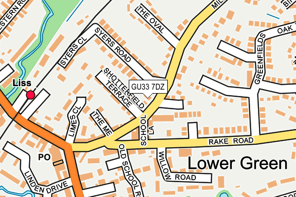GU33 7DZ map - OS OpenMap – Local (Ordnance Survey)