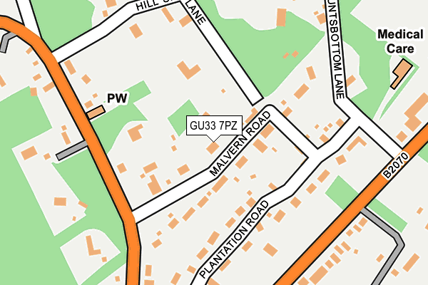 GU33 7PZ map - OS OpenMap – Local (Ordnance Survey)