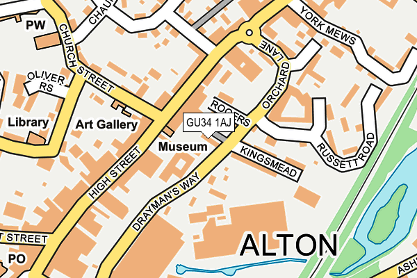 GU34 1AJ map - OS OpenMap – Local (Ordnance Survey)