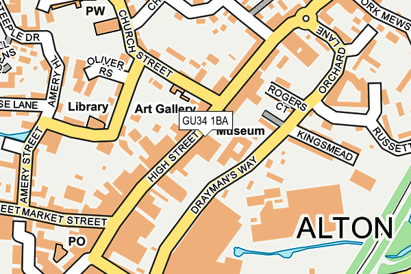 GU34 1BA map - OS OpenMap – Local (Ordnance Survey)