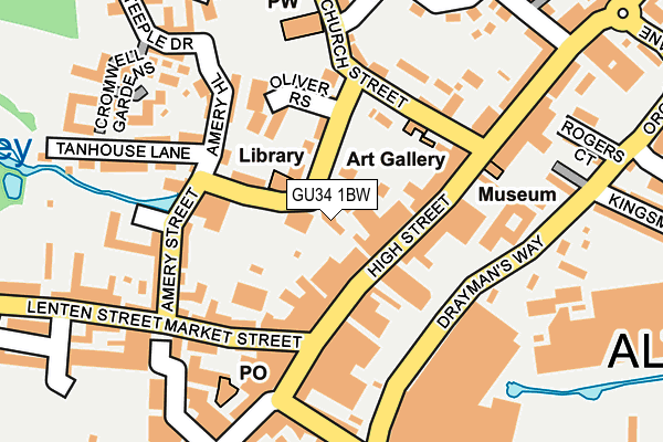 GU34 1BW map - OS OpenMap – Local (Ordnance Survey)