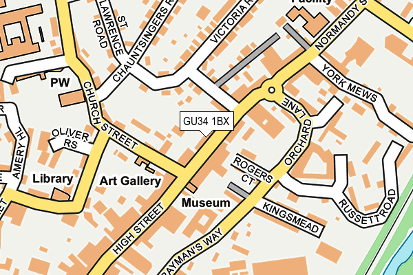 GU34 1BX map - OS OpenMap – Local (Ordnance Survey)