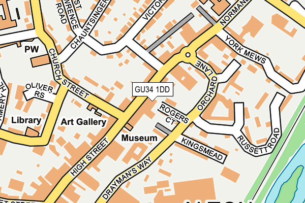 GU34 1DD map - OS OpenMap – Local (Ordnance Survey)