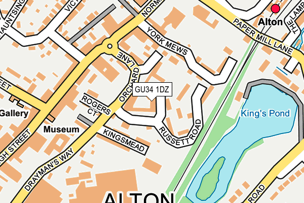 GU34 1DZ map - OS OpenMap – Local (Ordnance Survey)