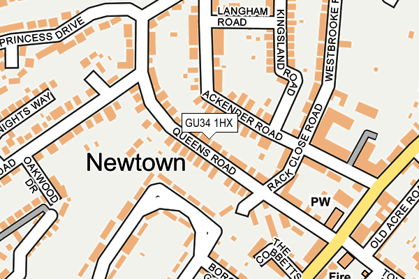 GU34 1HX map - OS OpenMap – Local (Ordnance Survey)