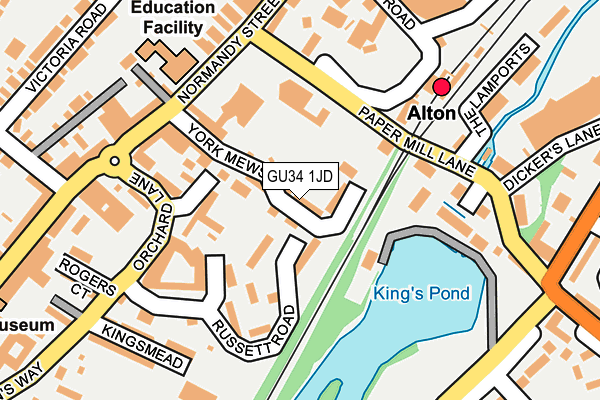 GU34 1JD map - OS OpenMap – Local (Ordnance Survey)