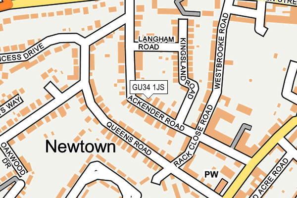 GU34 1JS map - OS OpenMap – Local (Ordnance Survey)