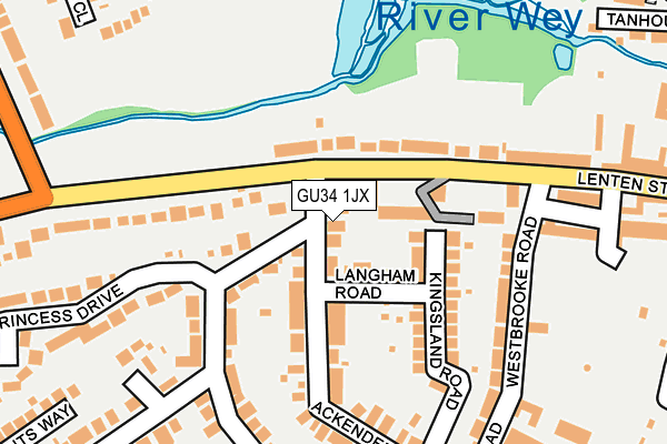 GU34 1JX map - OS OpenMap – Local (Ordnance Survey)