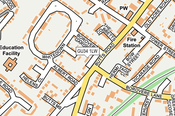 GU34 1LW map - OS OpenMap – Local (Ordnance Survey)