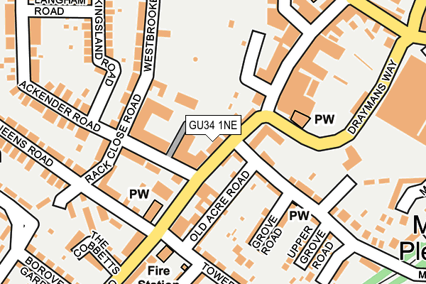 GU34 1NE map - OS OpenMap – Local (Ordnance Survey)