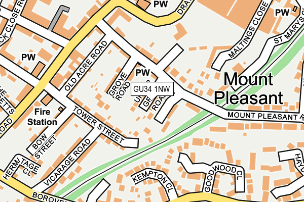 GU34 1NW map - OS OpenMap – Local (Ordnance Survey)