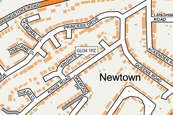 GU34 1PZ map - OS OpenMap – Local (Ordnance Survey)