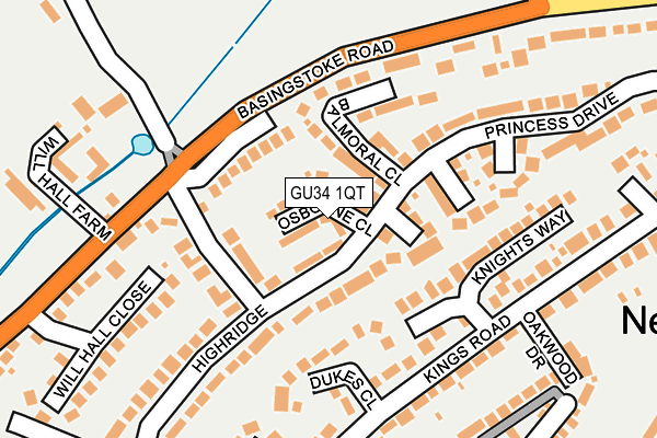 GU34 1QT map - OS OpenMap – Local (Ordnance Survey)