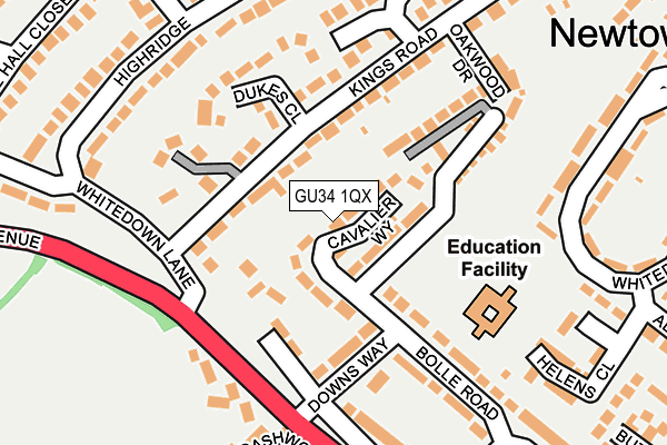 GU34 1QX map - OS OpenMap – Local (Ordnance Survey)