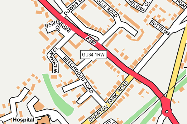 GU34 1RW map - OS OpenMap – Local (Ordnance Survey)