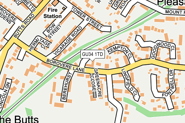 GU34 1TD map - OS OpenMap – Local (Ordnance Survey)