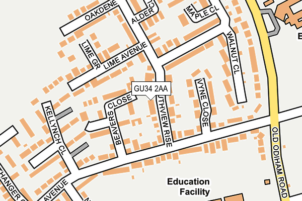 GU34 2AA map - OS OpenMap – Local (Ordnance Survey)