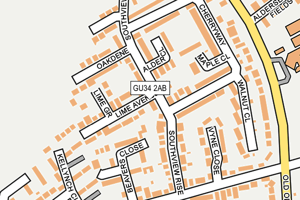 GU34 2AB map - OS OpenMap – Local (Ordnance Survey)